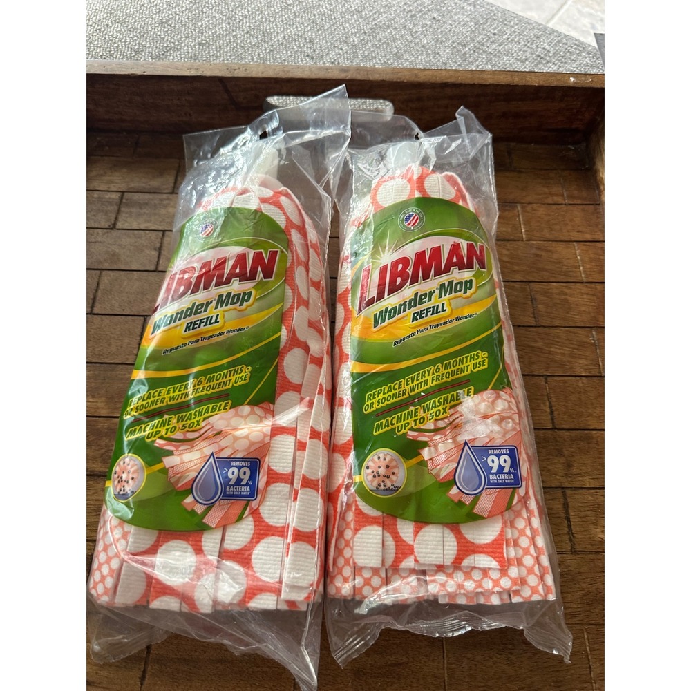 Libman Wonder Mop Refill 2 Pack Machine Washable Microfiber Mop Heads 2001